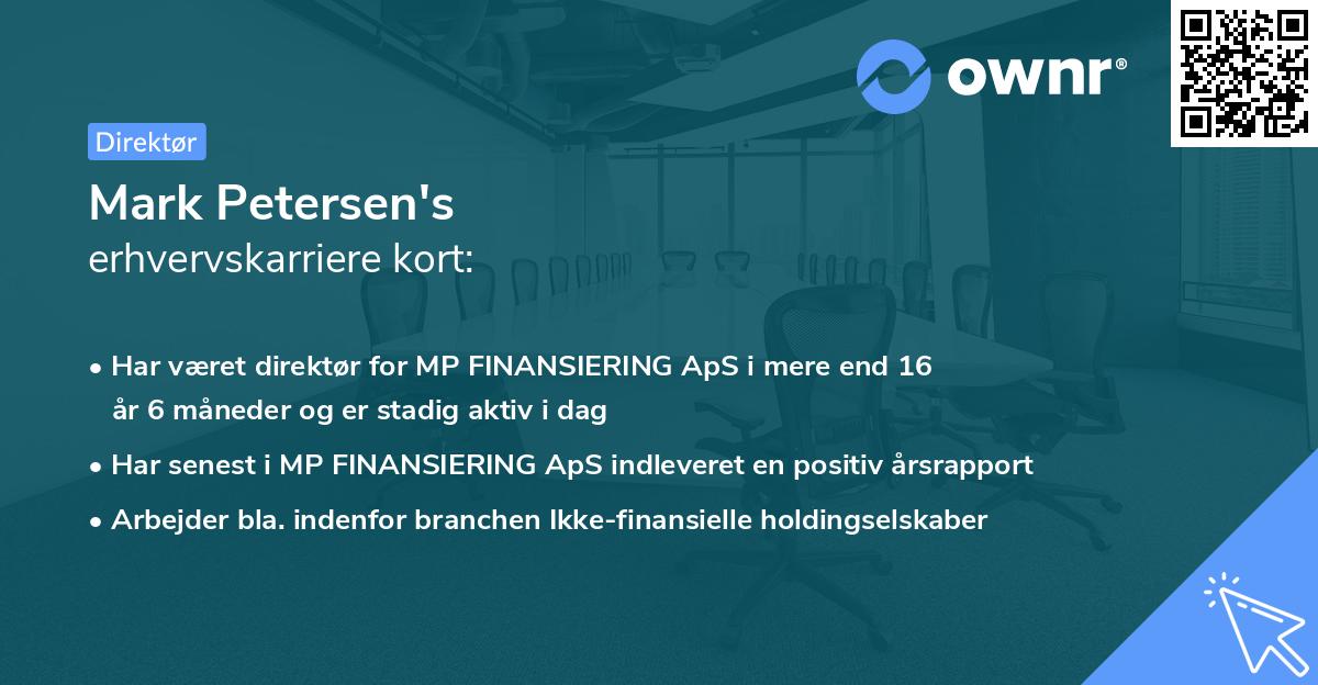Mark Petersen's erhvervskarriere kort