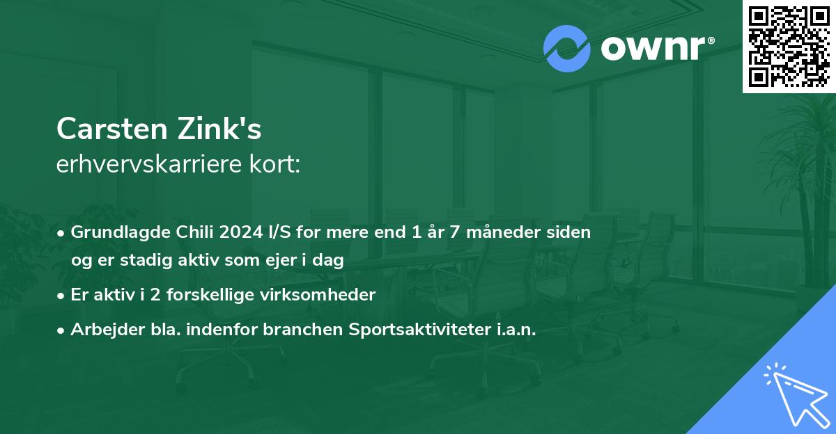 Carsten Zink's erhvervskarriere kort