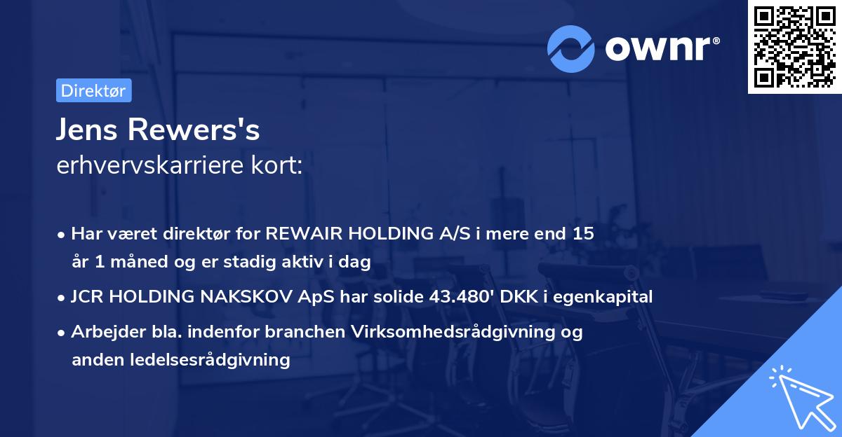 Jens Rewers's erhvervskarriere kort