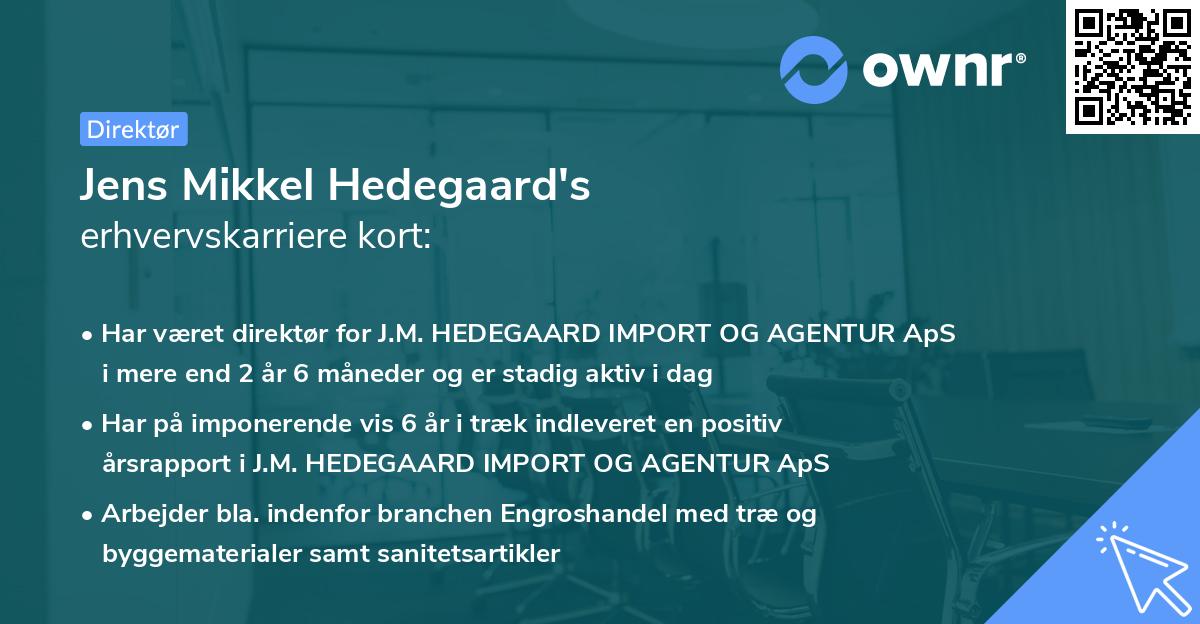 Jens Mikkel Hedegaard's erhvervskarriere kort