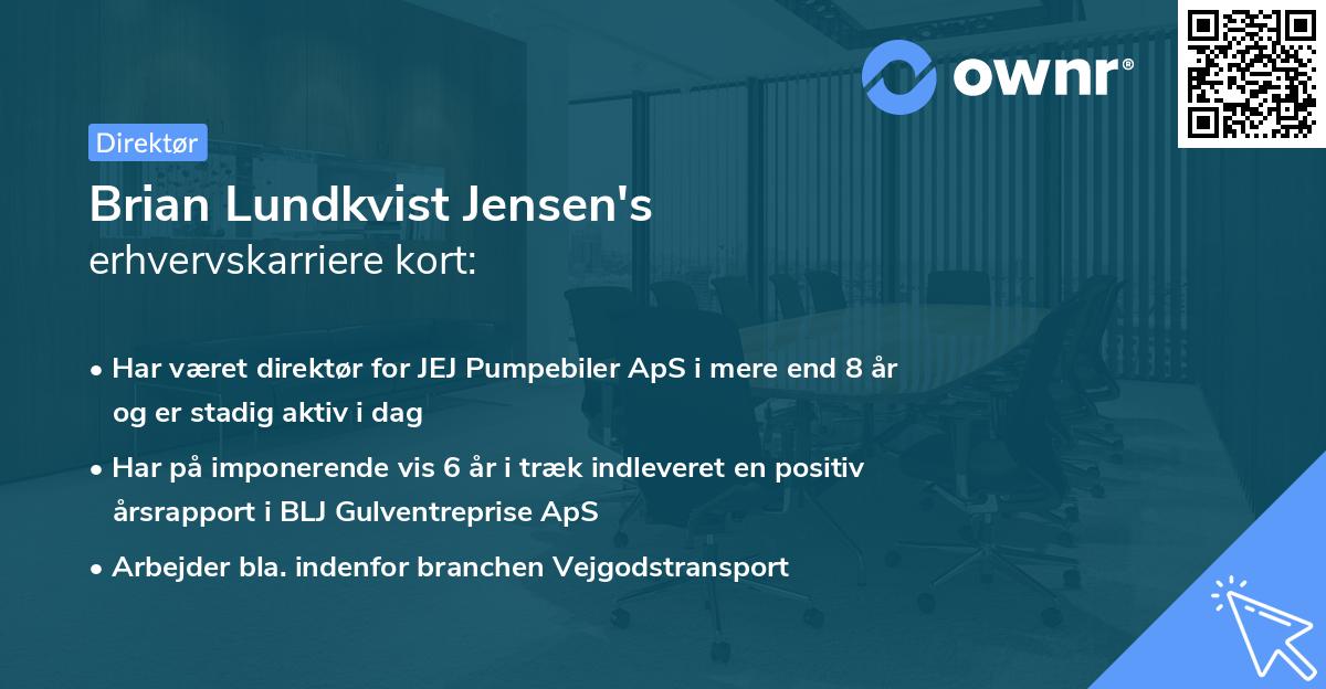 Brian Lundkvist Jensen's erhvervskarriere kort