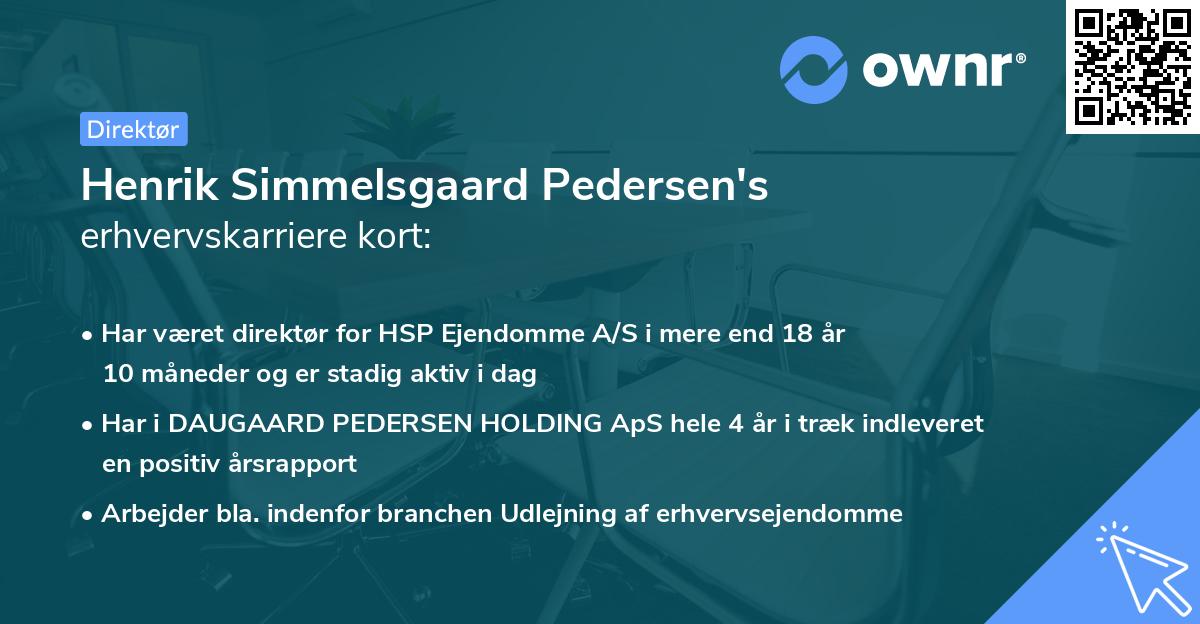 Henrik Simmelsgaard Pedersen's erhvervskarriere kort