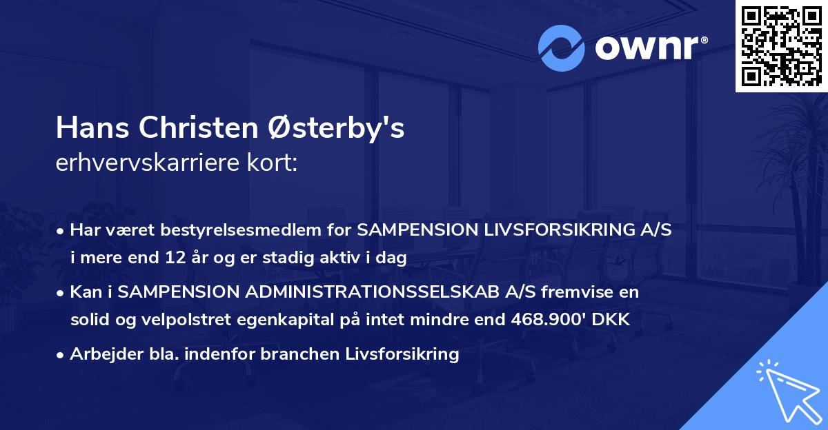 Hans Christen Østerby's erhvervskarriere kort