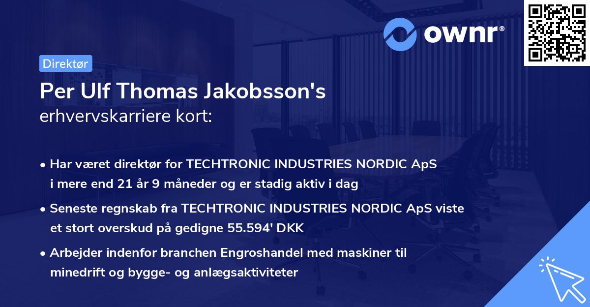 Per Ulf Thomas Jakobsson's erhvervskarriere kort