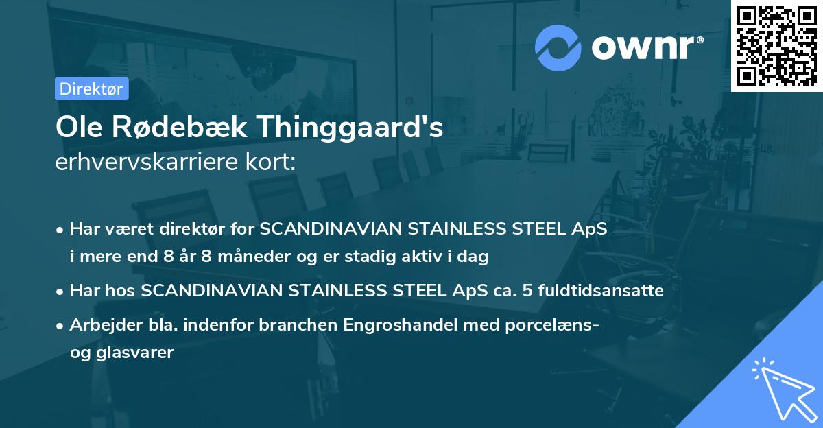 Ole Rødebæk Thinggaard's erhvervskarriere kort
