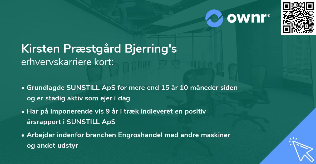 Kirsten Præstgård Bjerring's erhvervskarriere kort