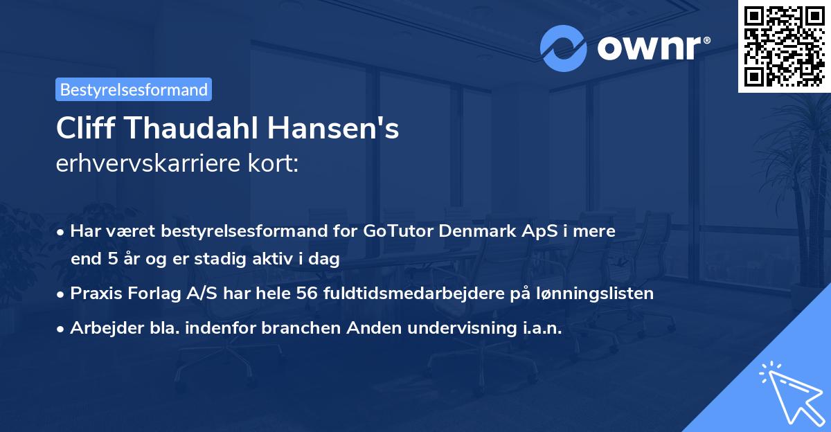 Cliff Thaudahl Hansen's erhvervskarriere kort
