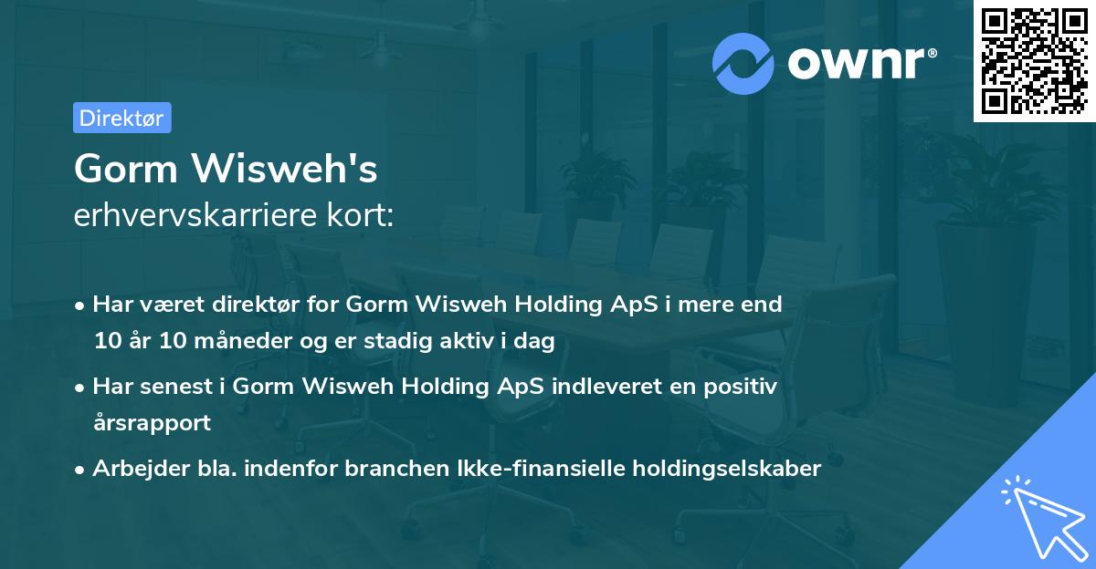 Gorm Wisweh's erhvervskarriere kort