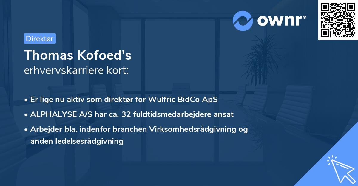 Thomas Kofoed's erhvervskarriere kort