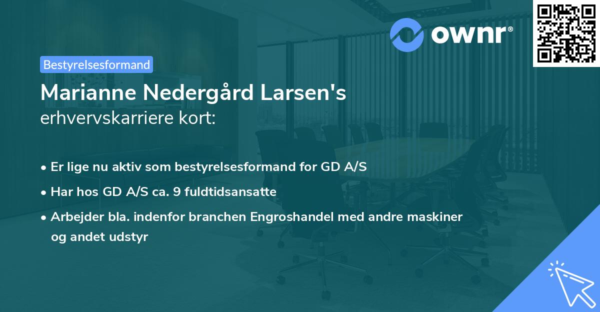 Marianne Nedergård Larsen's erhvervskarriere kort