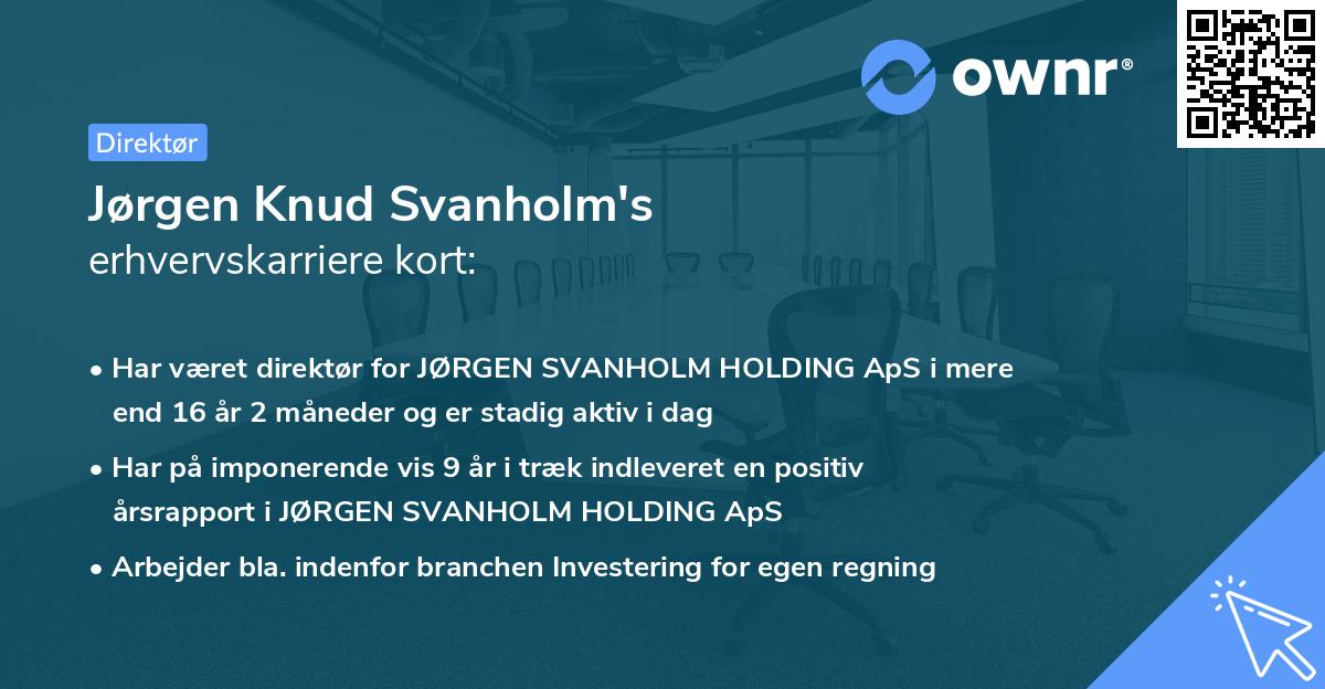 Jørgen Knud Svanholm's erhvervskarriere kort
