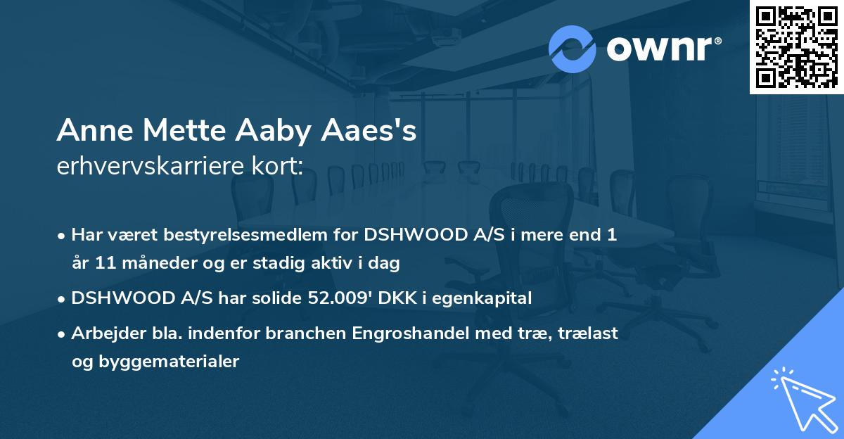 Anne Mette Aaby Aaes's erhvervskarriere kort