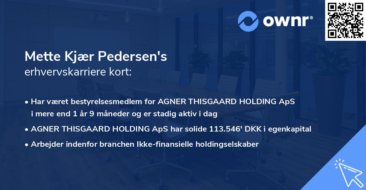 Mette Kjær Pedersen's erhvervskarriere kort