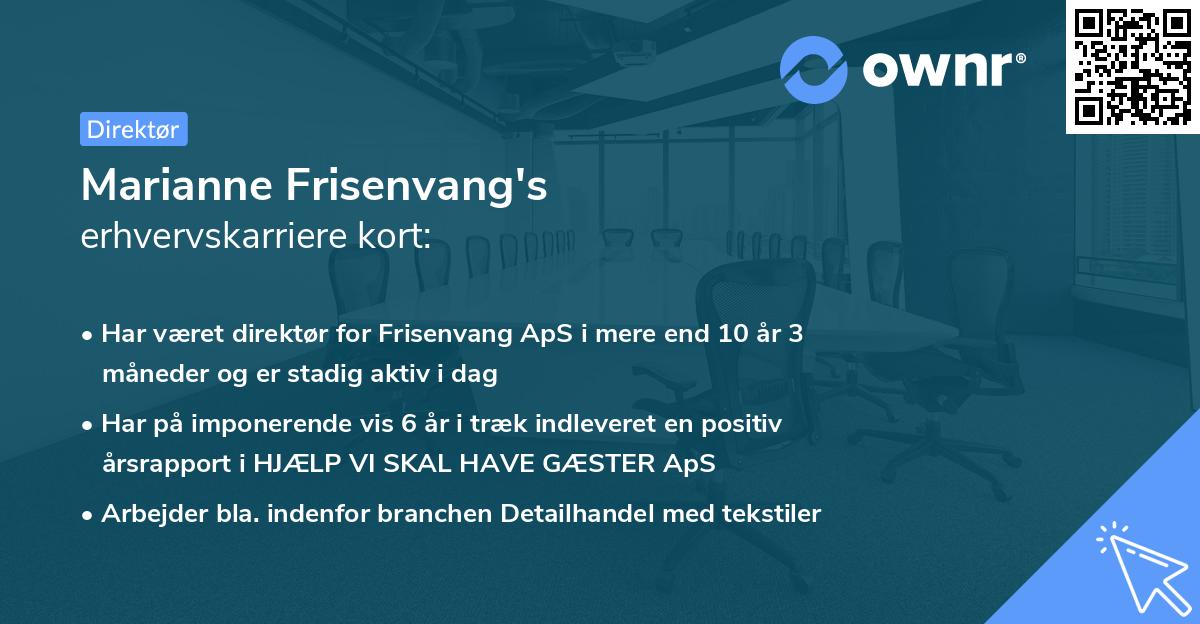 Marianne Frisenvang's erhvervskarriere kort