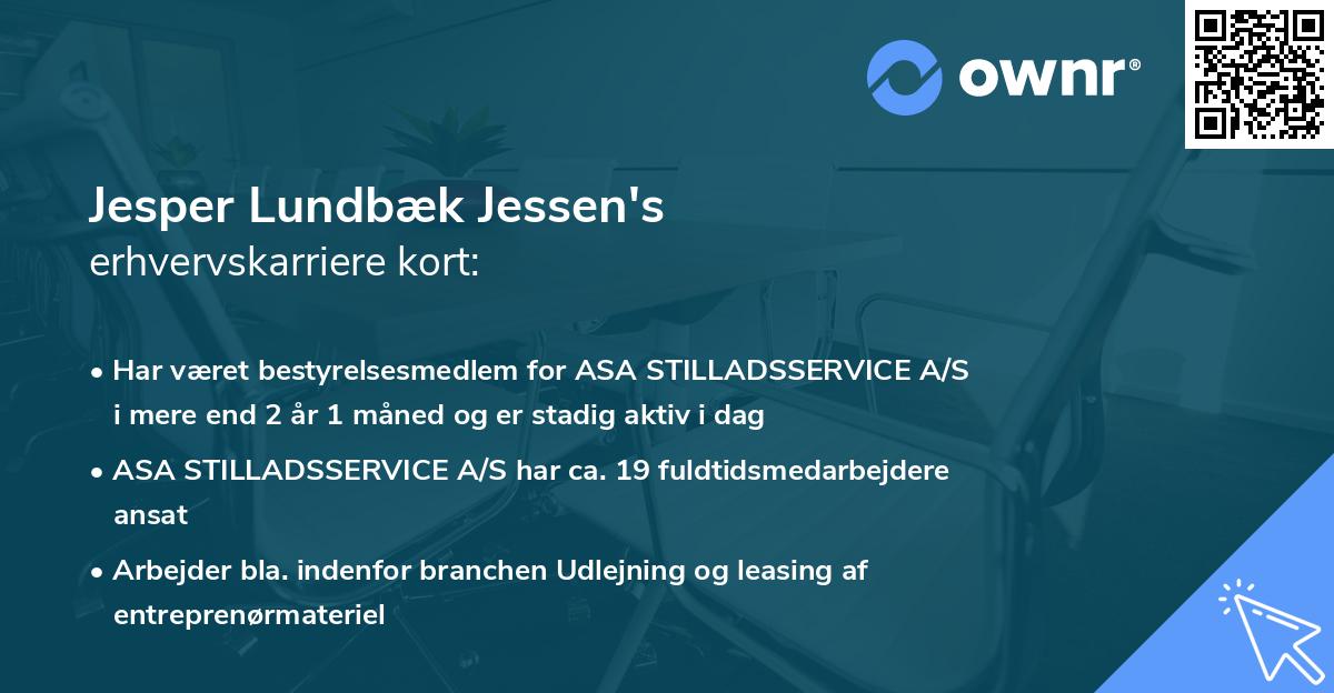 Jesper Lundbæk Jessen's erhvervskarriere kort