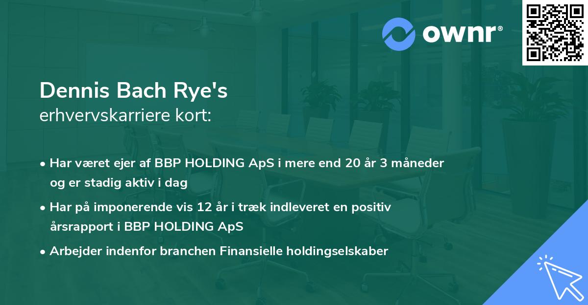 Dennis Bach Rye's erhvervskarriere kort