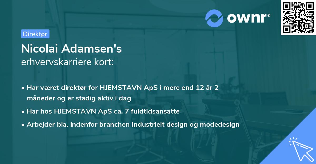 Nicolai Adamsen's erhvervskarriere kort