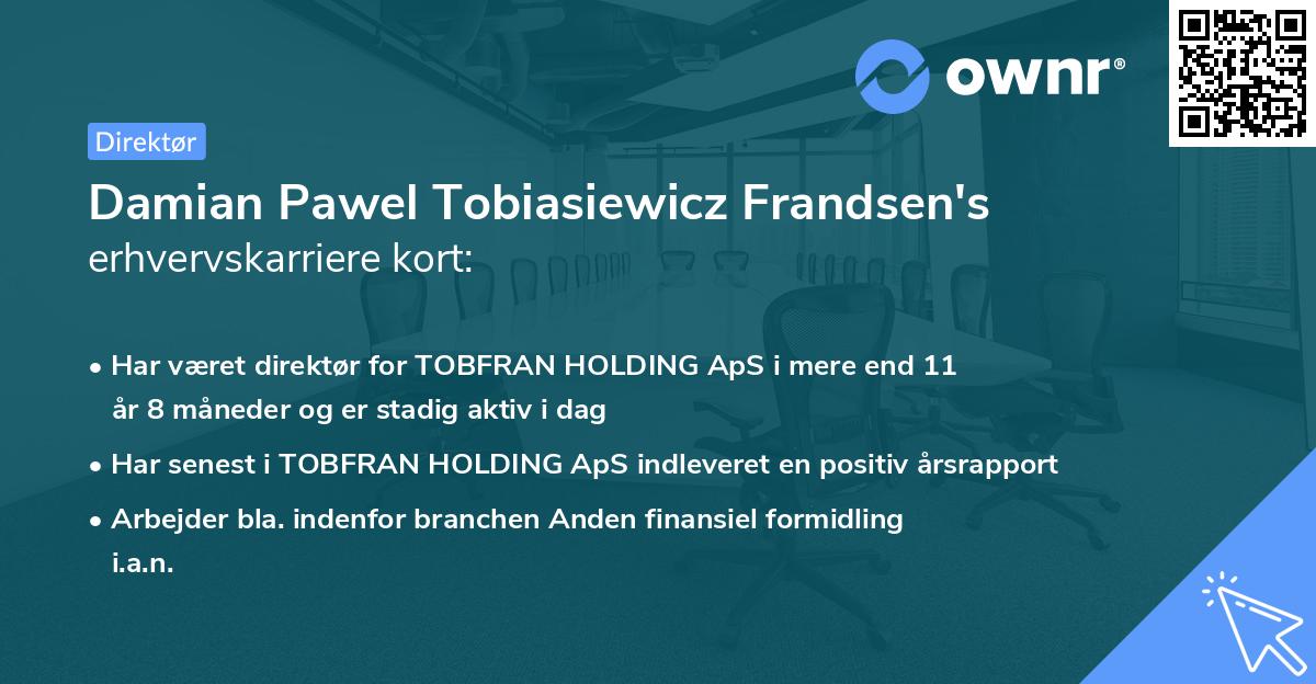Damian Pawel Tobiasiewicz Frandsen's erhvervskarriere kort