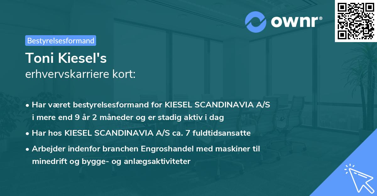 Toni Kiesel's erhvervskarriere kort