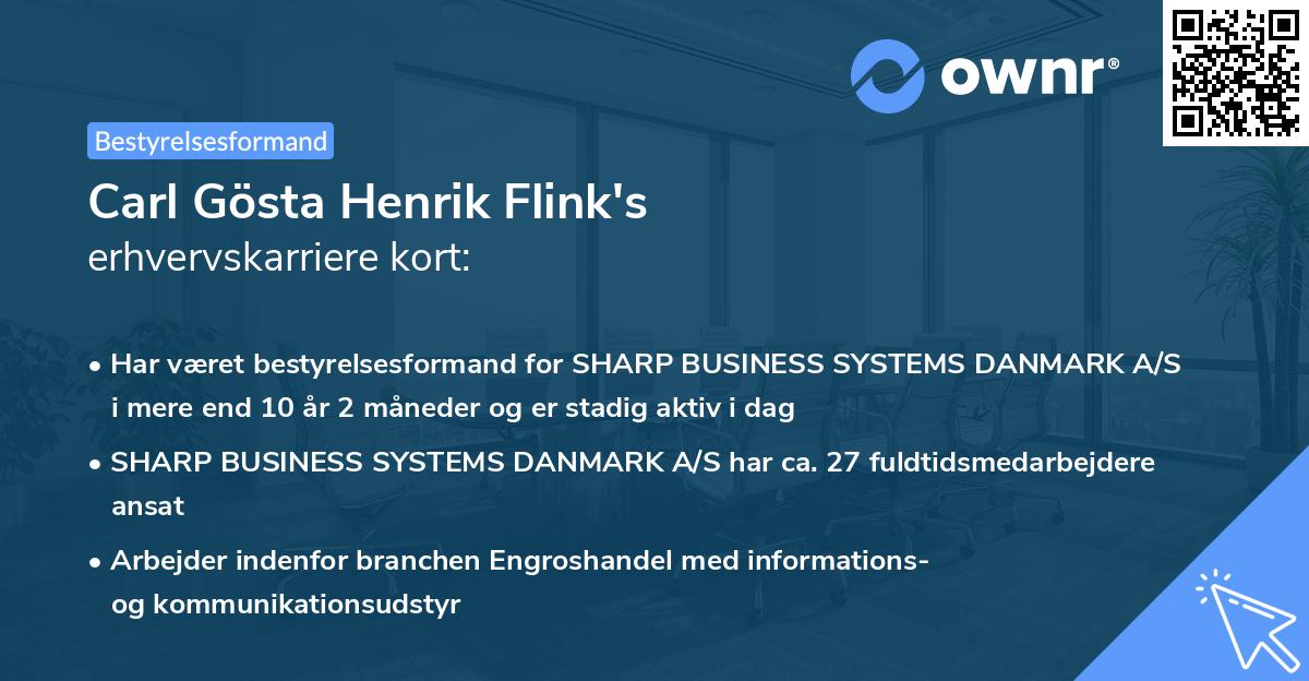 Carl Gösta Henrik Flink's erhvervskarriere kort