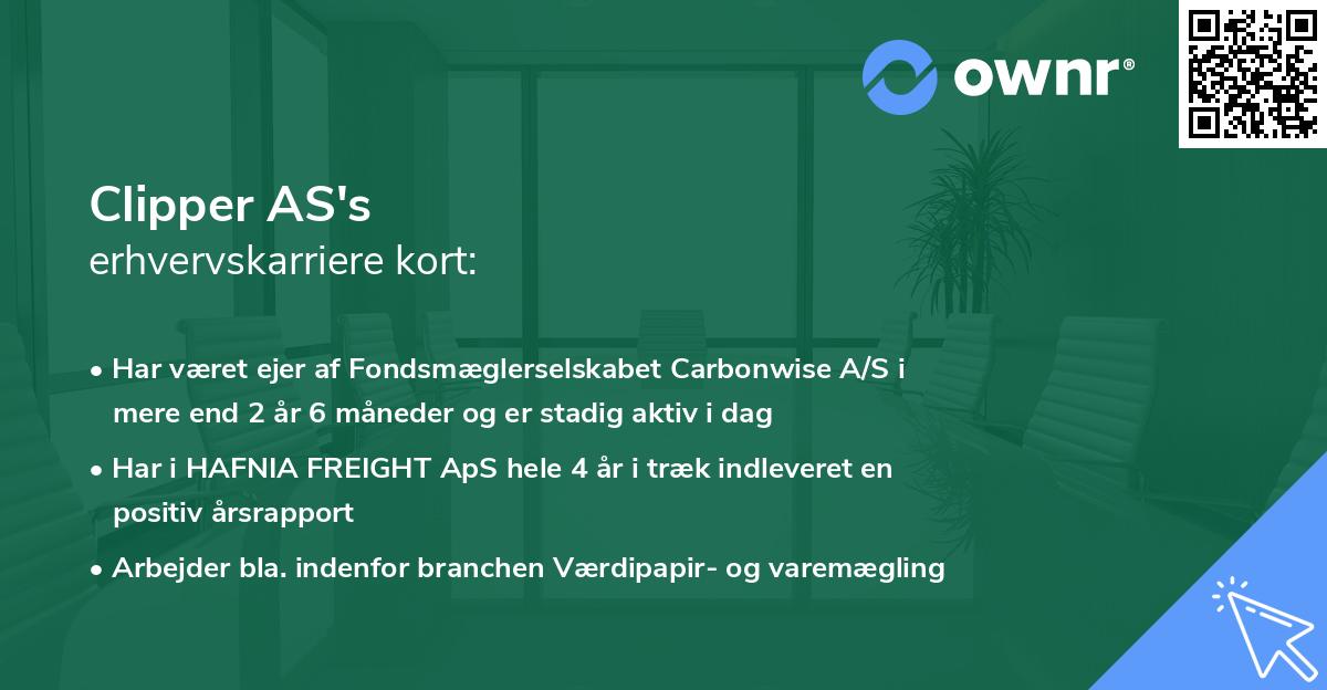 Clipper AS's erhvervskarriere kort