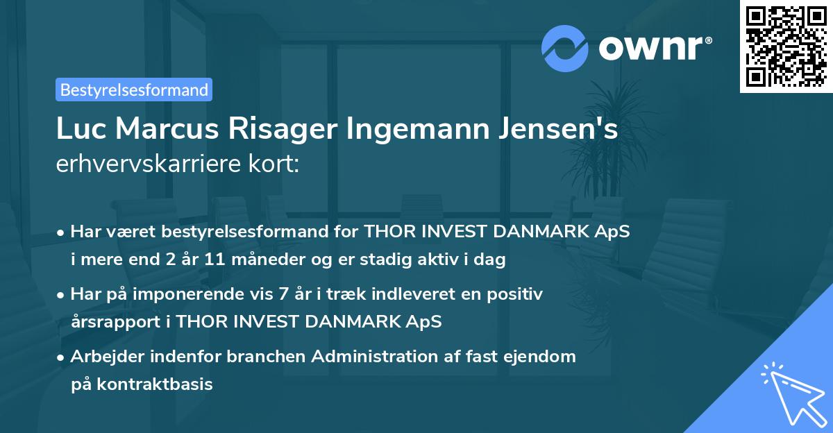 Luc Marcus Risager Ingemann Jensen's erhvervskarriere kort