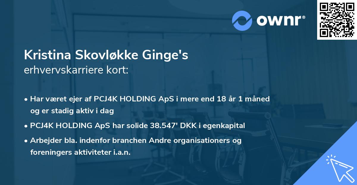 Kristina Skovløkke Ginge's erhvervskarriere kort