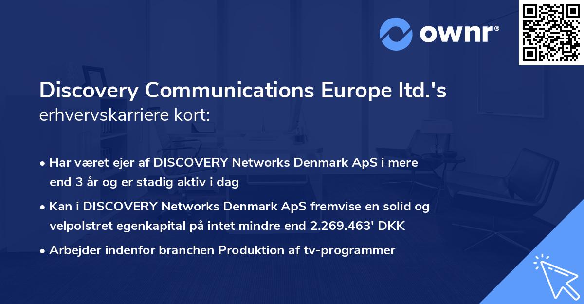 Discovery Communications Europe ltd.'s erhvervskarriere kort