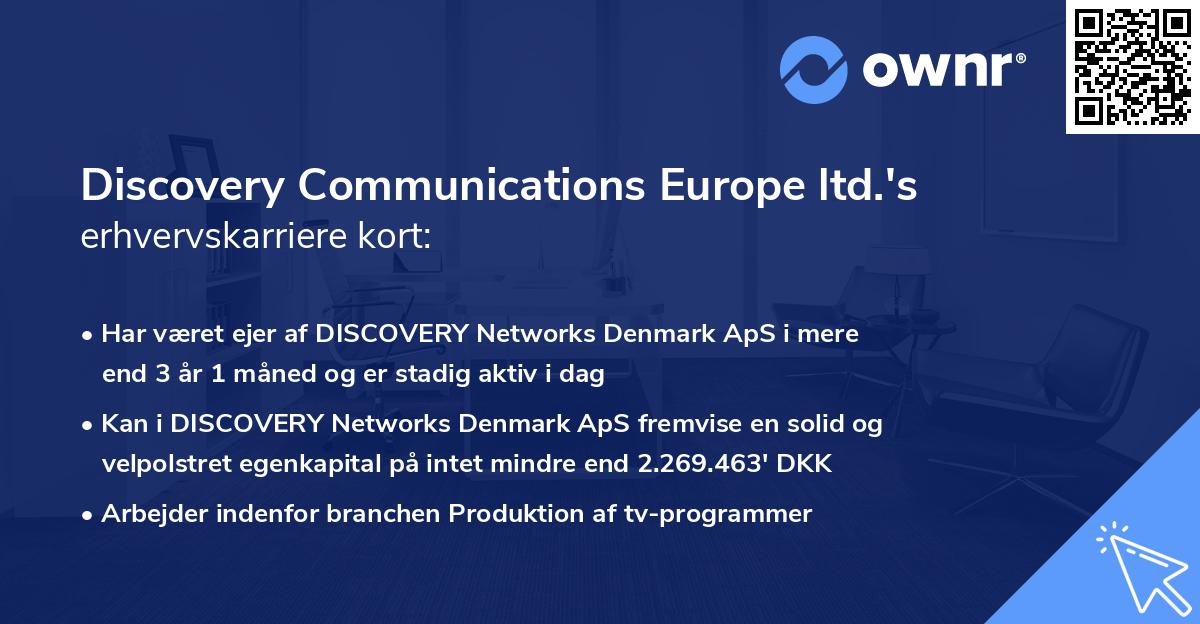 Discovery Communications Europe ltd.'s erhvervskarriere kort