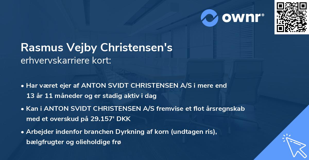 Rasmus Vejby Christensen's erhvervskarriere kort