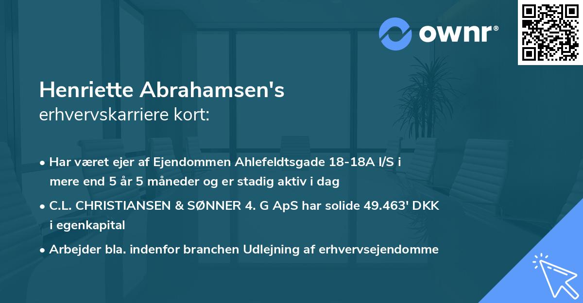 Henriette Abrahamsen's erhvervskarriere kort