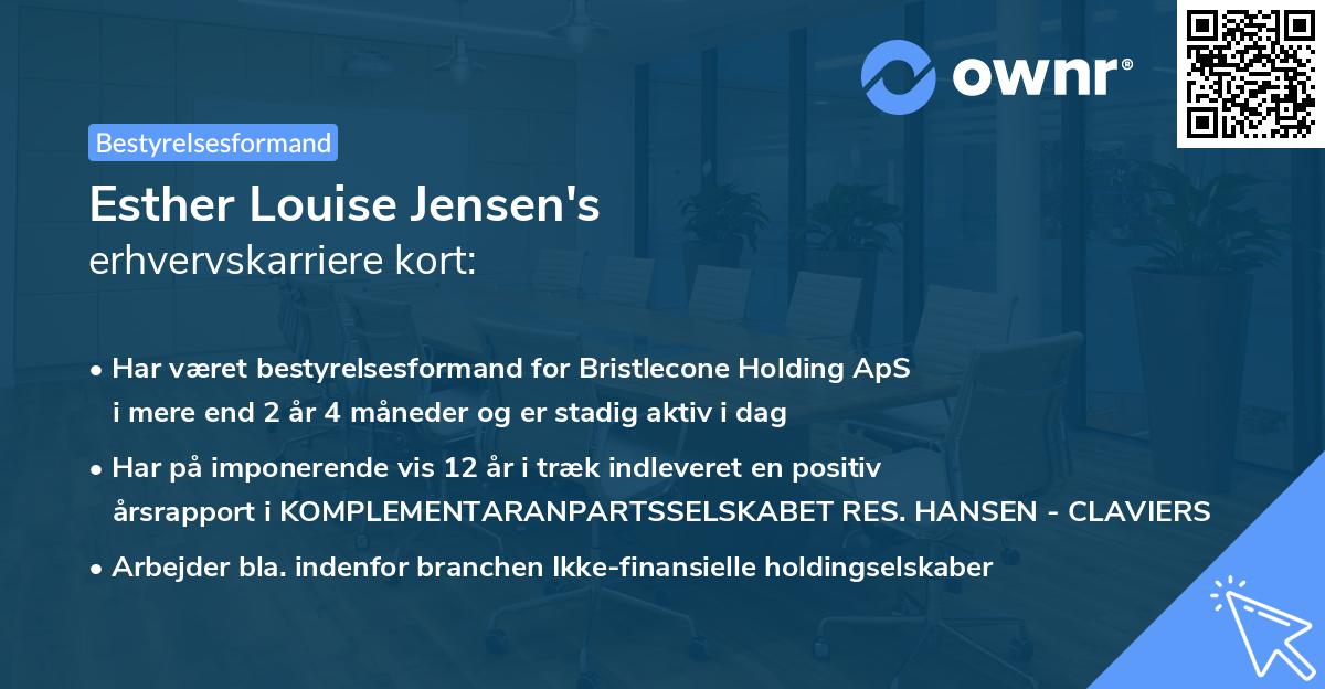 Esther Louise Jensen's erhvervskarriere kort