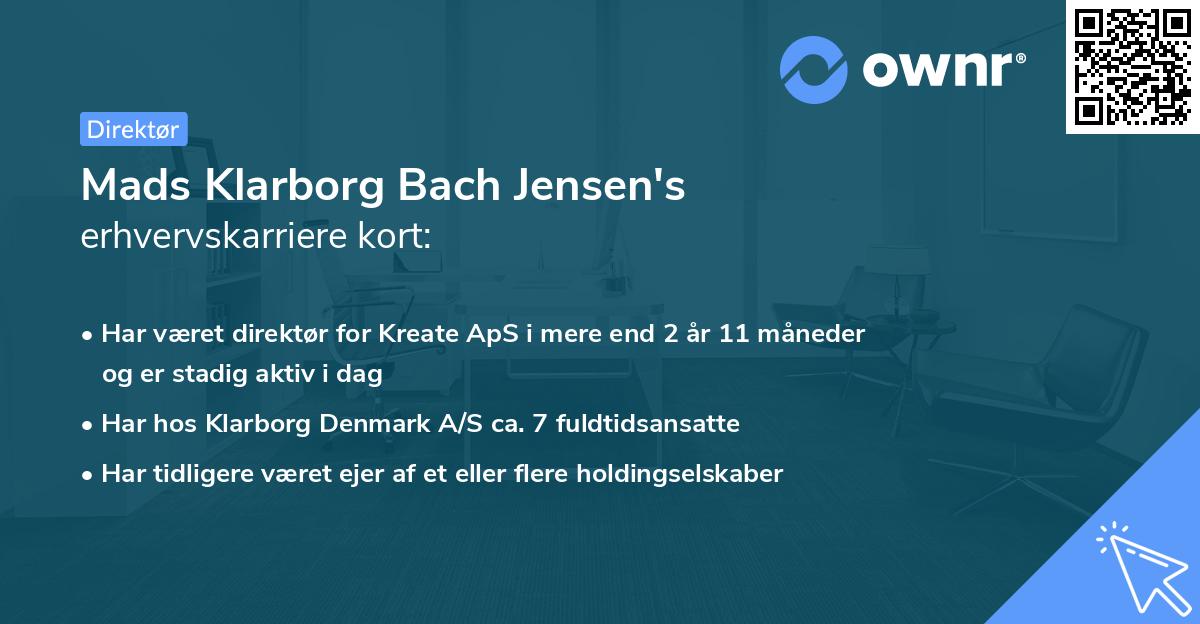 Mads Klarborg Bach Jensen's erhvervskarriere kort