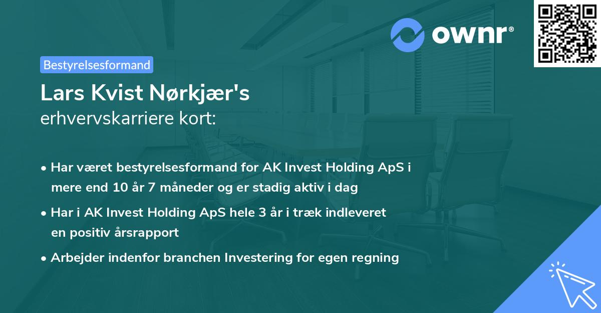 Lars Kvist Nørkjær's erhvervskarriere kort