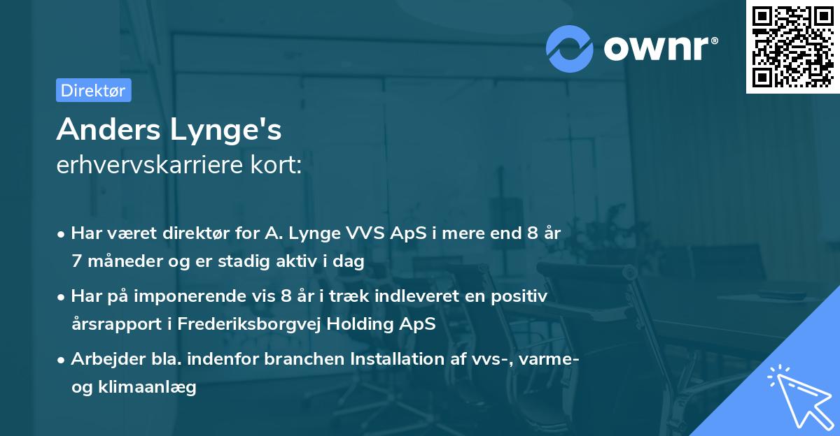 Anders Lynge's erhvervskarriere kort