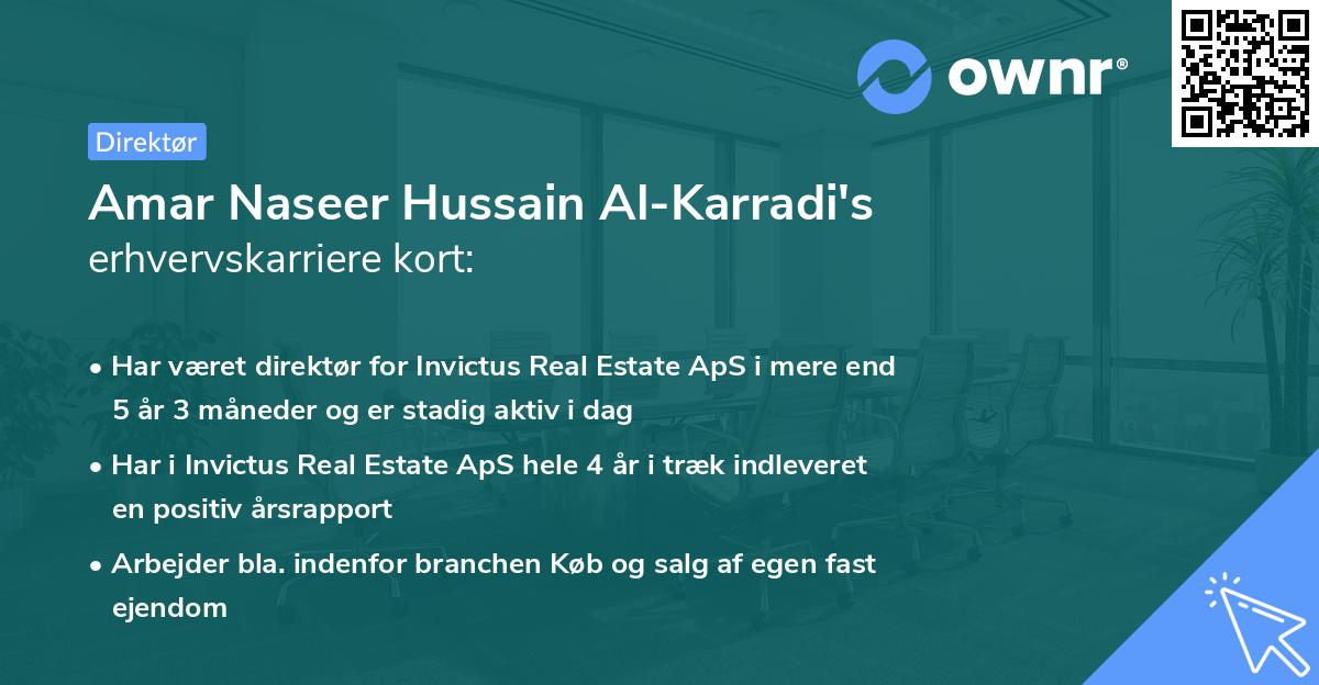 Amar Naseer Hussain Al-Karradi's erhvervskarriere kort