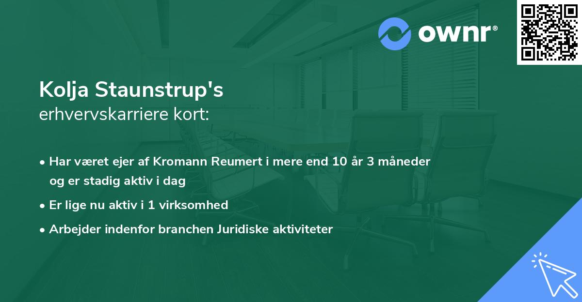 Kolja Staunstrup's erhvervskarriere kort