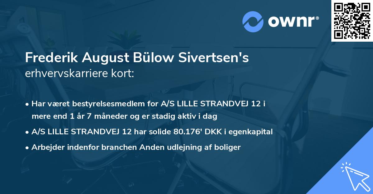 Frederik August Bülow Sivertsen's erhvervskarriere kort