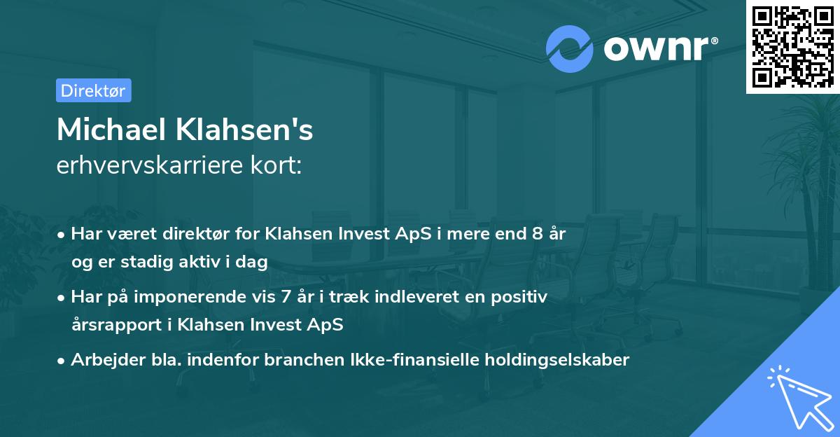 Michael Klahsen's erhvervskarriere kort