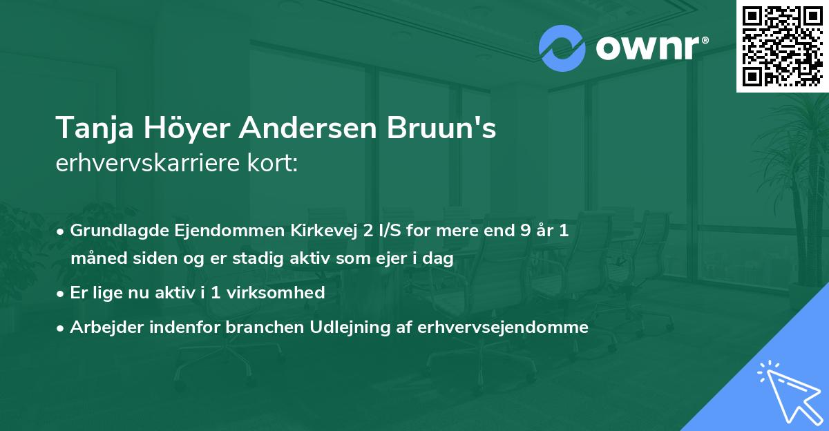 Tanja Höyer Andersen Bruun's erhvervskarriere kort