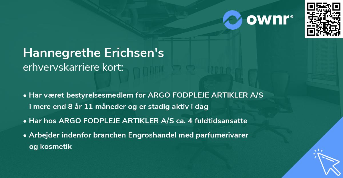 Hannegrethe Erichsen's erhvervskarriere kort