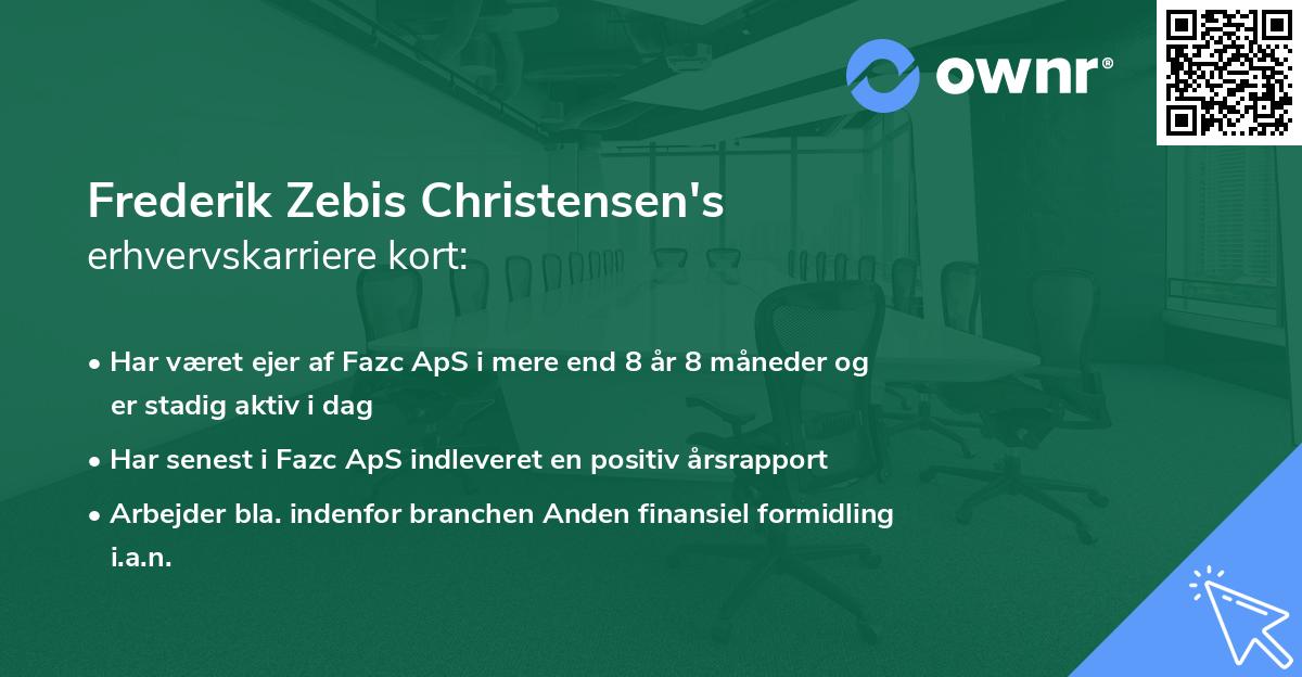 Frederik Zebis Christensen's erhvervskarriere kort