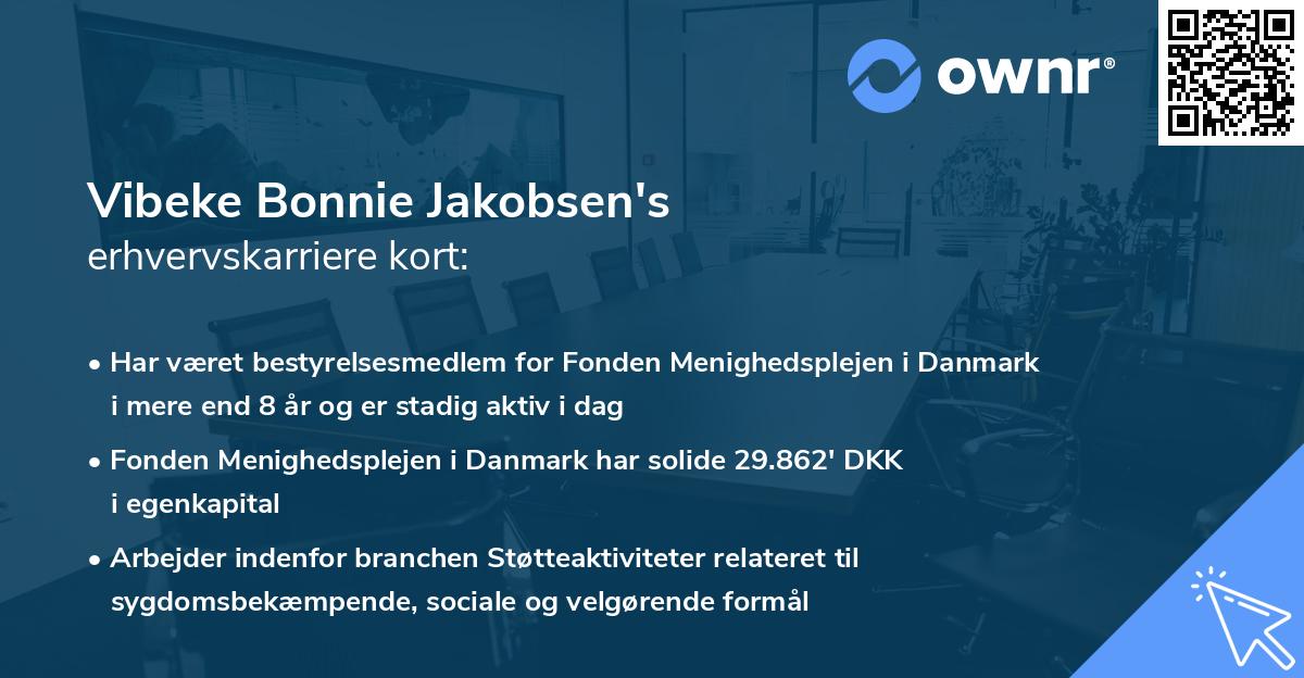 Vibeke Bonnie Jakobsen's erhvervskarriere kort