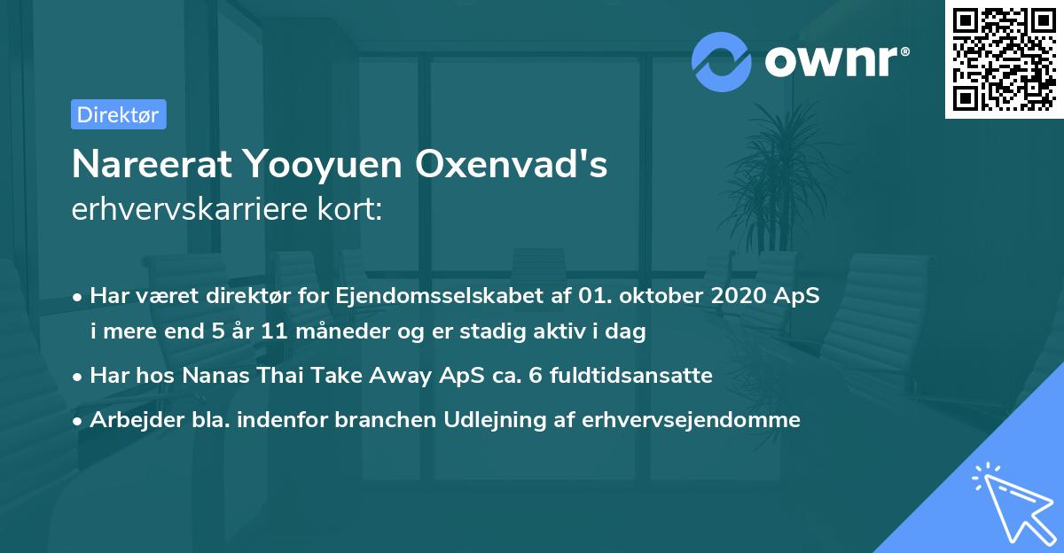Nareerat Yooyuen Oxenvad's erhvervskarriere kort