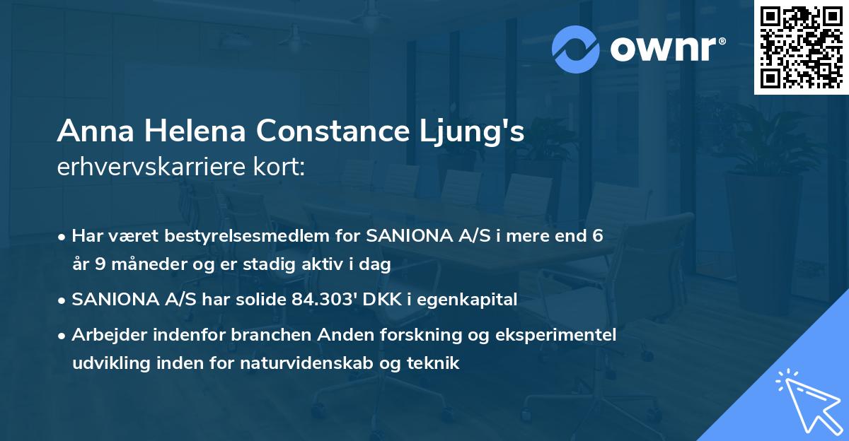 Anna Helena Constance Ljung's erhvervskarriere kort