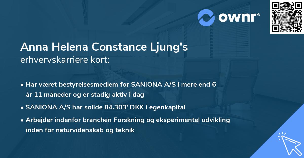 Anna Helena Constance Ljung's erhvervskarriere kort