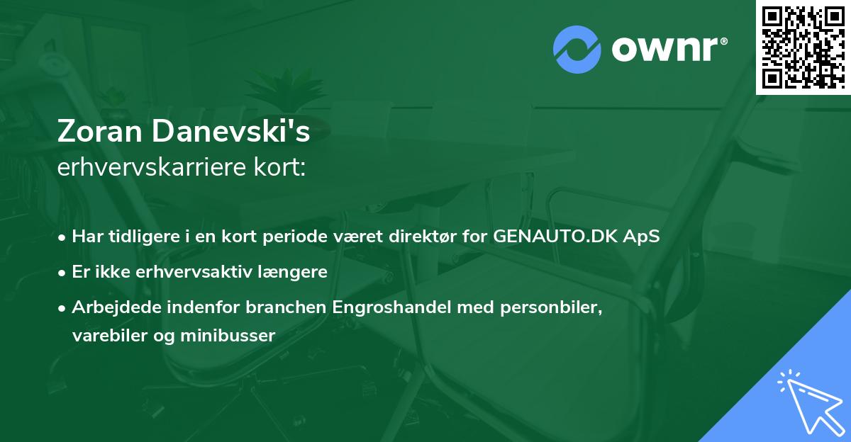 Zoran Danevski's erhvervskarriere kort