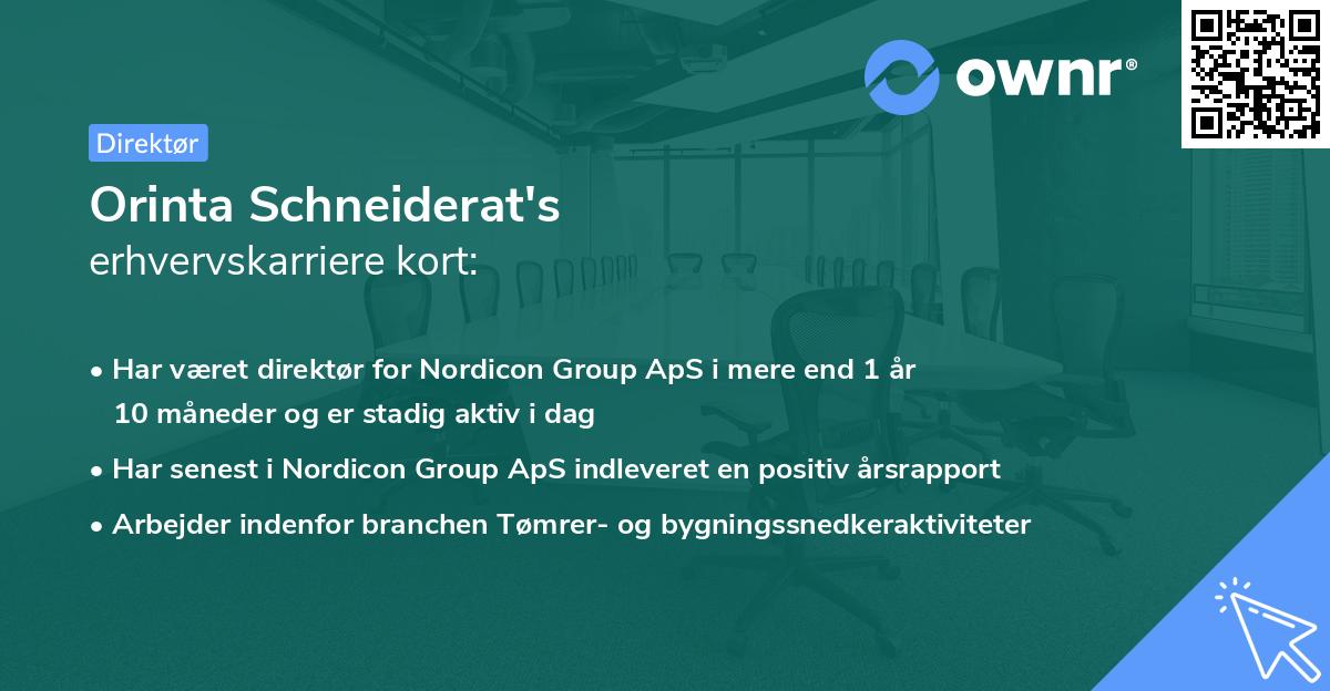 Orinta Schneiderat's erhvervskarriere kort