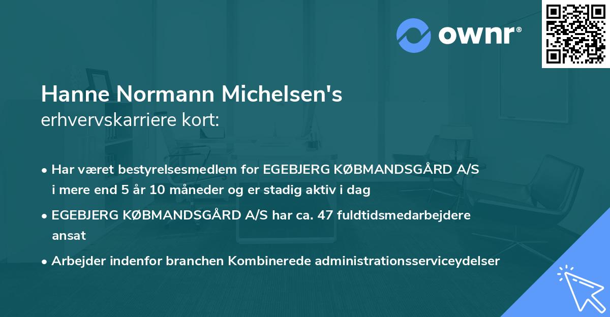 Hanne Normann Michelsen's erhvervskarriere kort