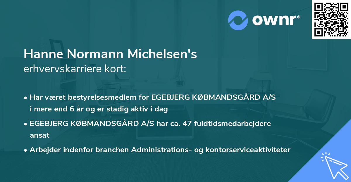 Hanne Normann Michelsen's erhvervskarriere kort